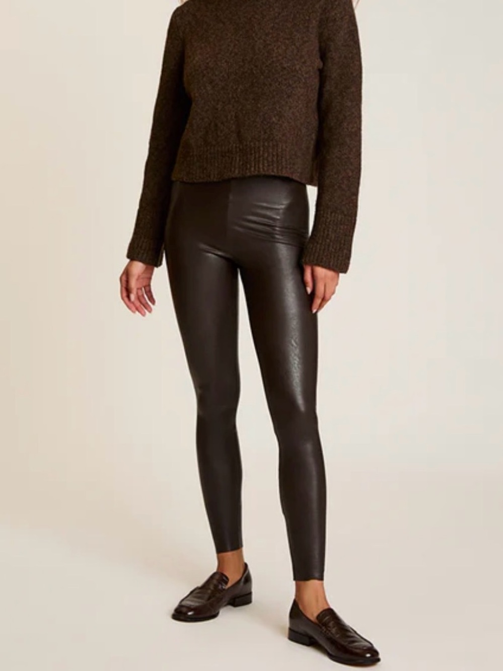 Commando Chocolate Brown Faux Leather Leggings Espresso Small High Rise Sleek